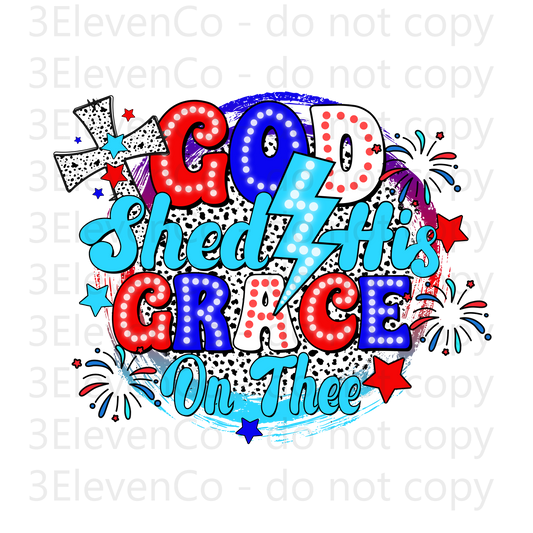 God shed His grace patriotic decal | DTF print