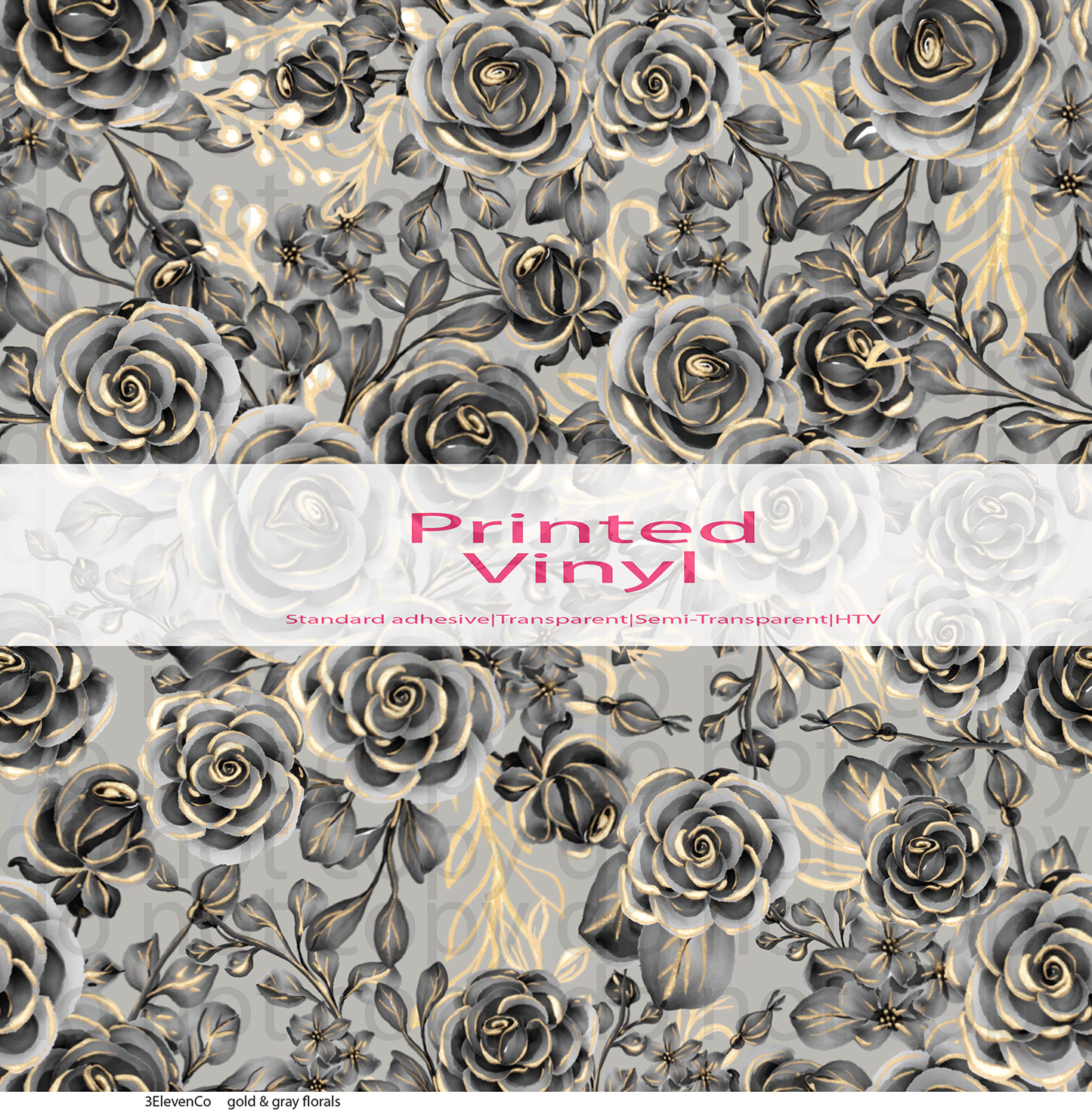 gold & gray floral vinyl sheet