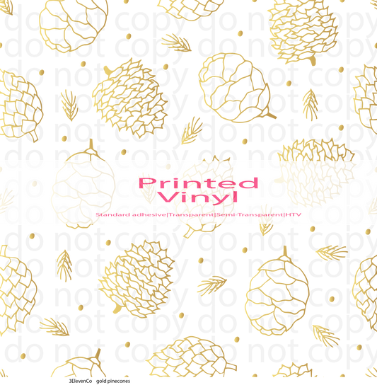 gold pinecones semi-transparent vinyl sheet