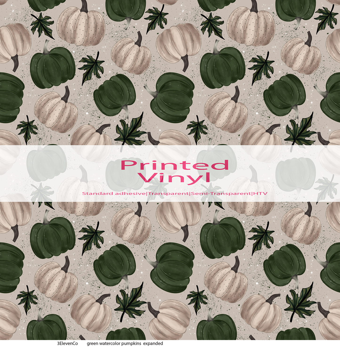 green watercolor pumpkins vinyl sheet | decal | sublimation print