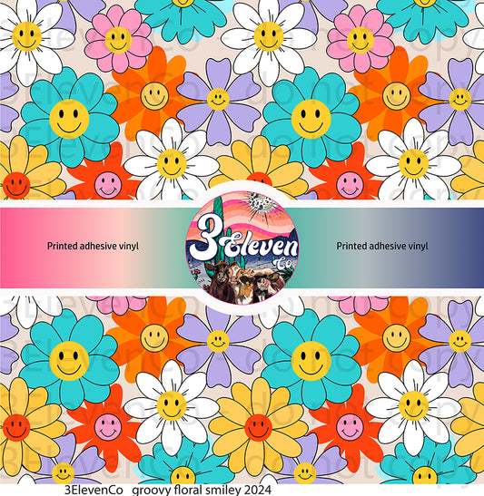 groovy floral smiley 2024 vinyl sheet