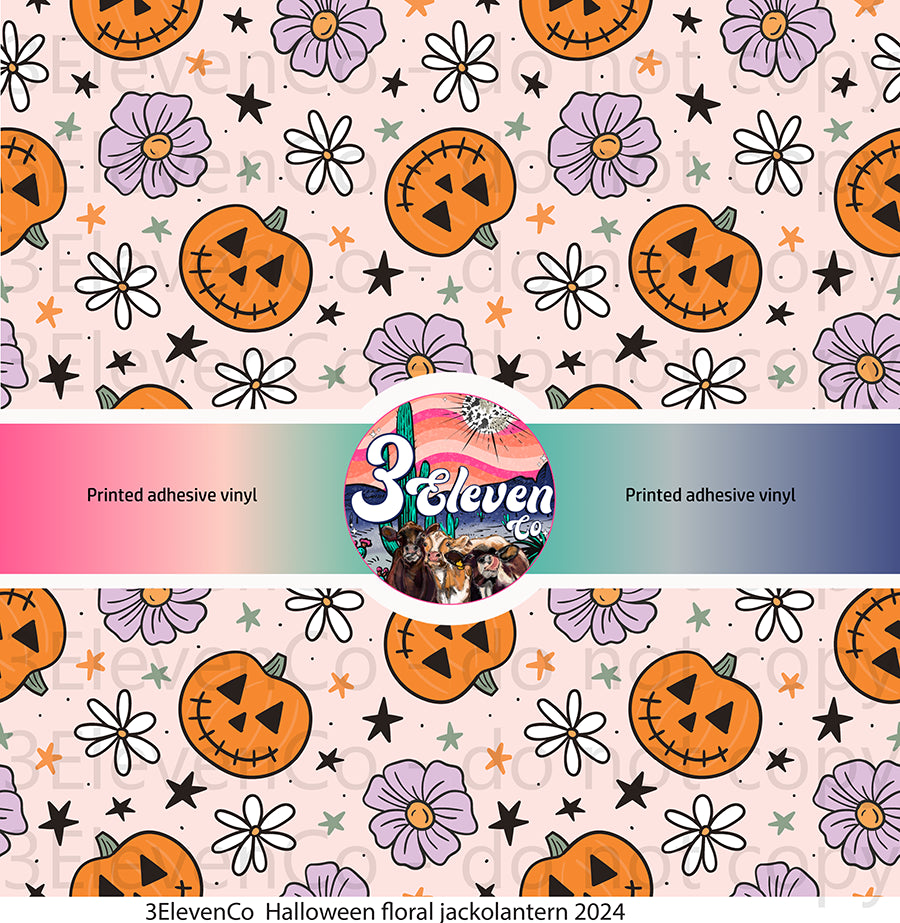 halloween floral jackolantern 2024 vinyl sheet