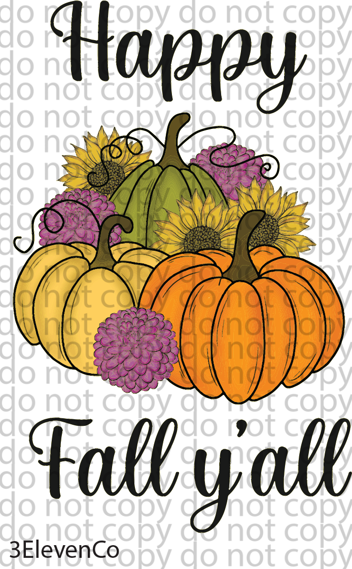 happy fall y'all by Lily Bean Crafts vinyl sheet or decal