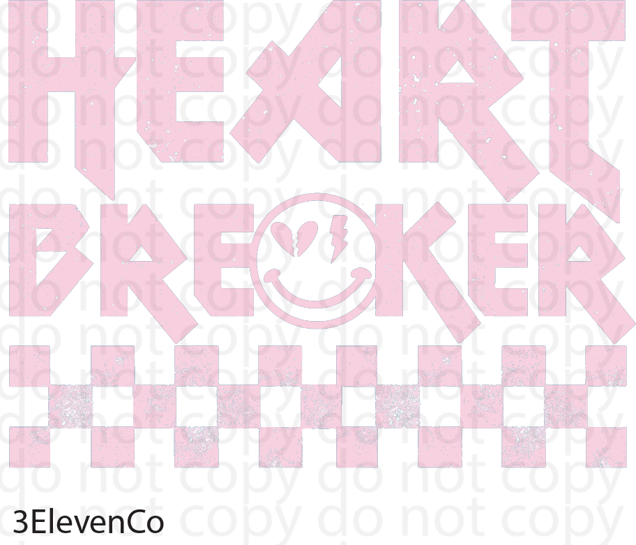 heart breaker semi-transparent decal