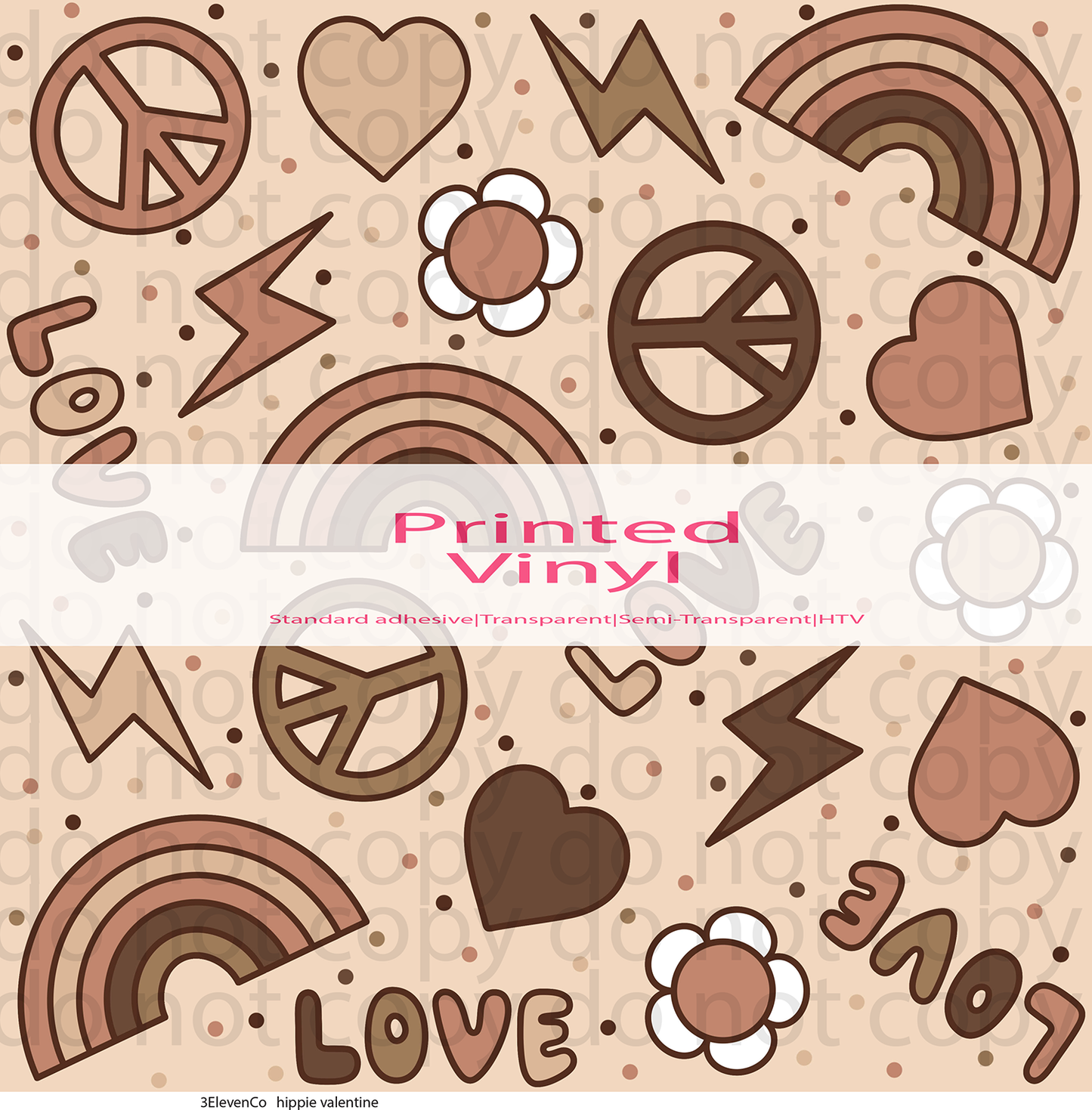 hippie love vinyl sheet