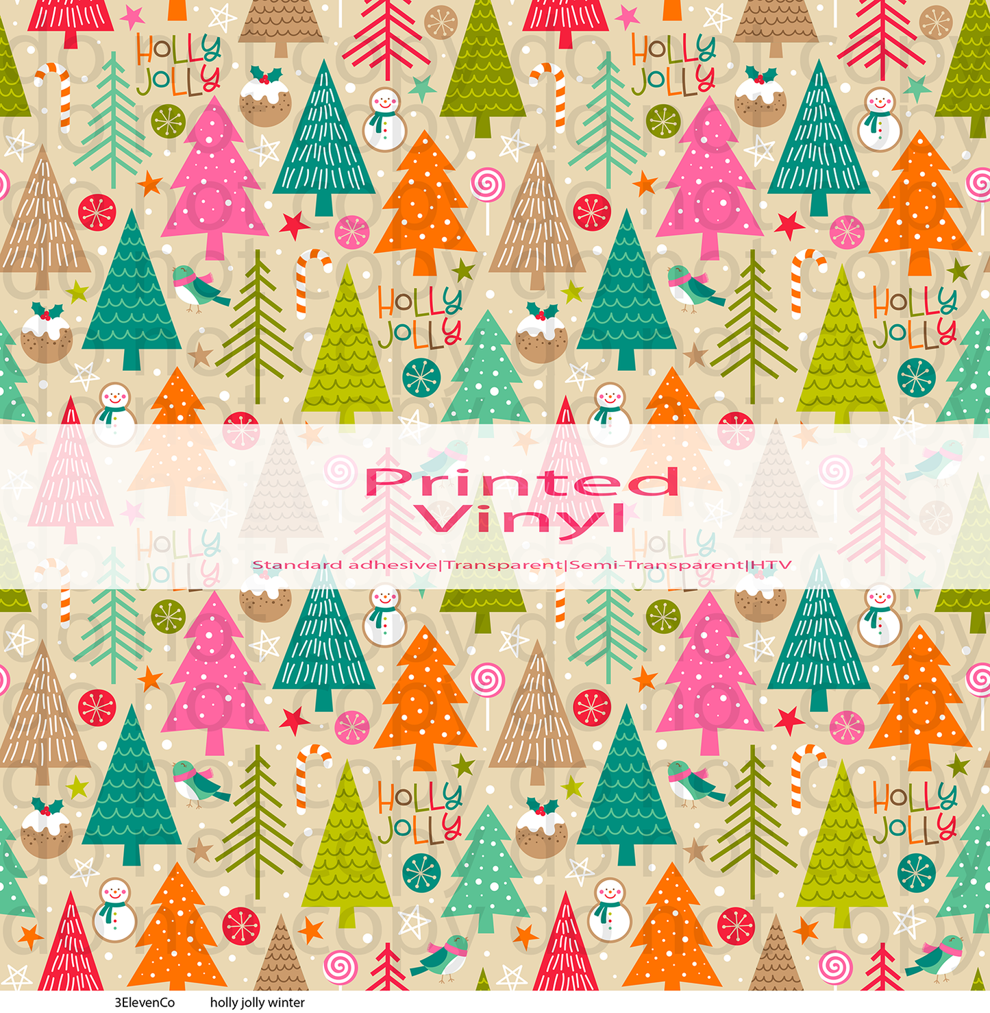 holly jolly winter vinyl sheet or decal