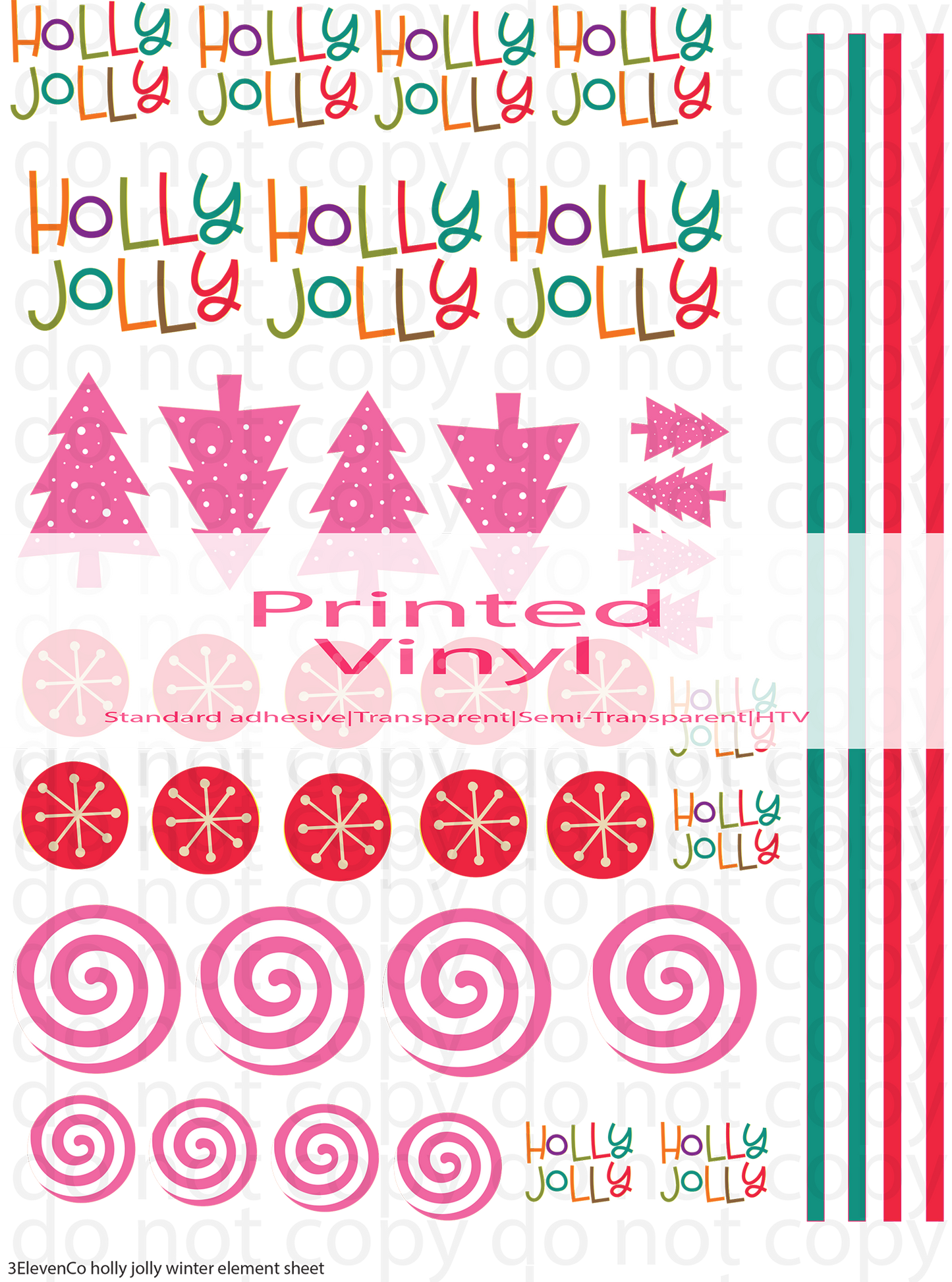 holly jolly winter vinyl sheet or decal