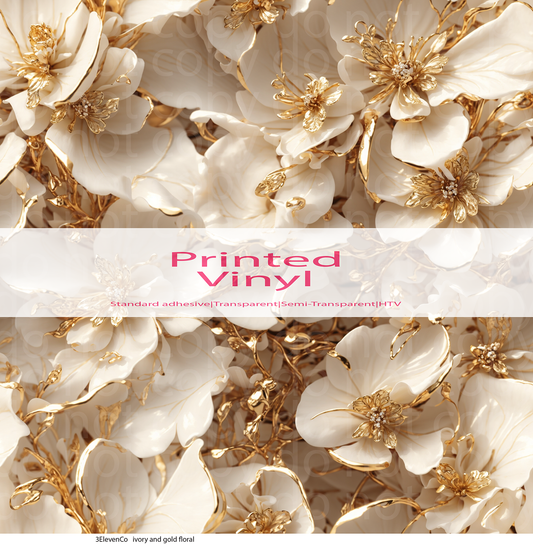 ivory and gold floral vinyl sheet