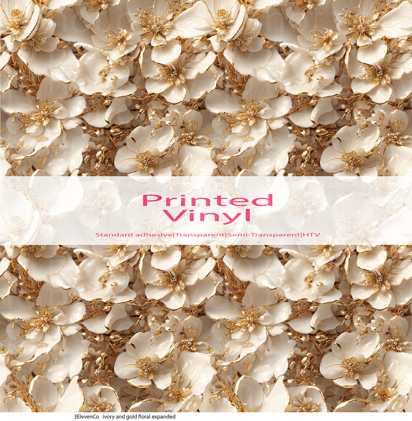 ivory and gold floral vinyl sheet