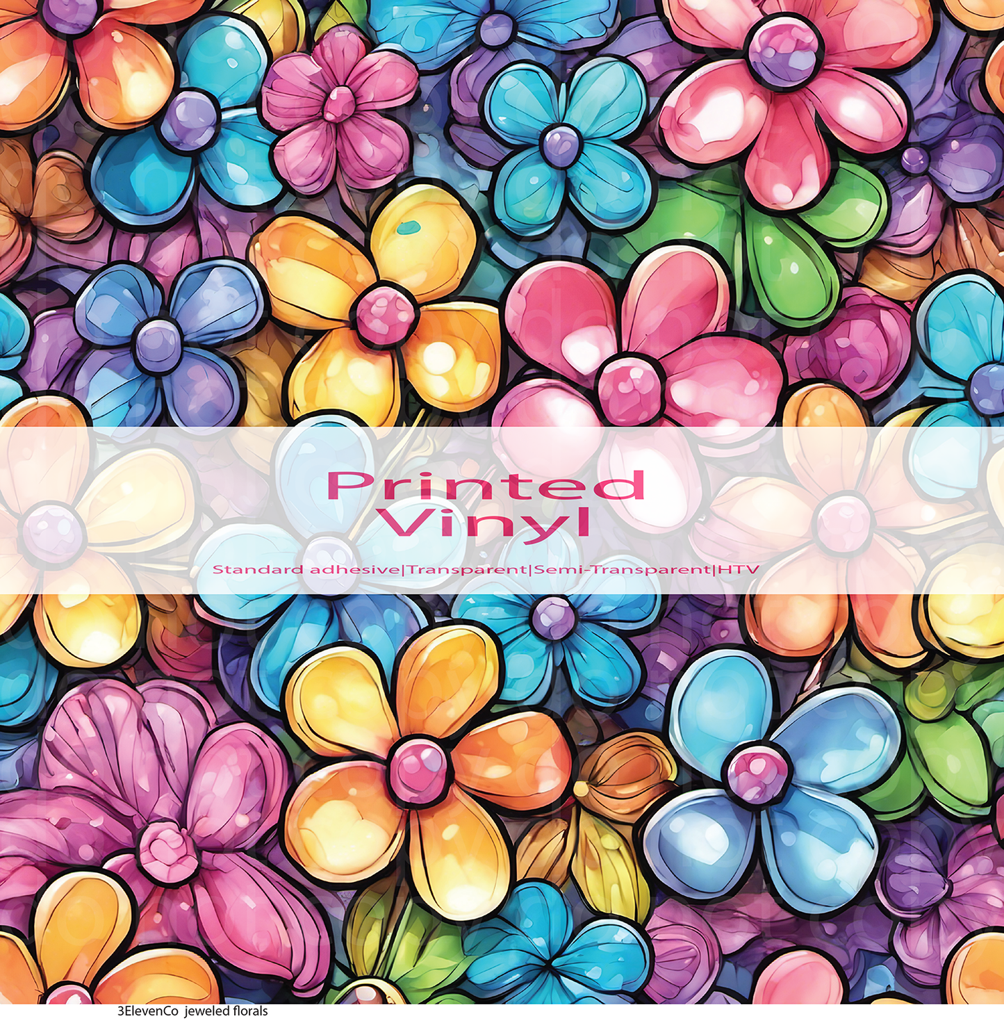 jeweled florals vinyl sheet