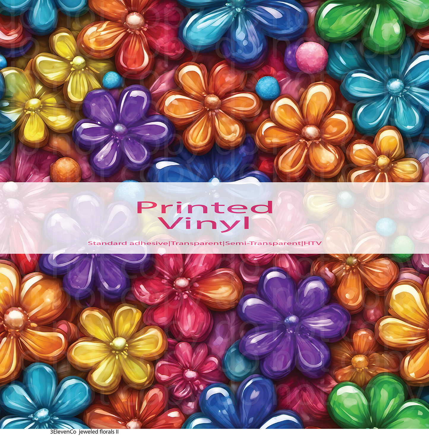 jeweled florals vinyl sheet