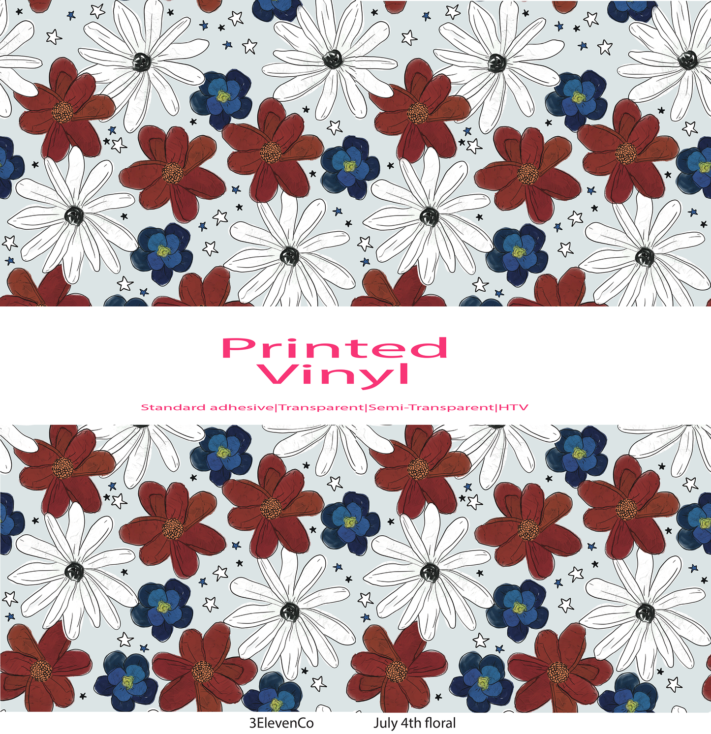 July 4th floral vinyl sheet