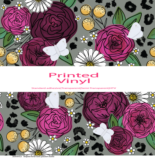 Leopard floral by Rustic Passion Studio vinyl sheet