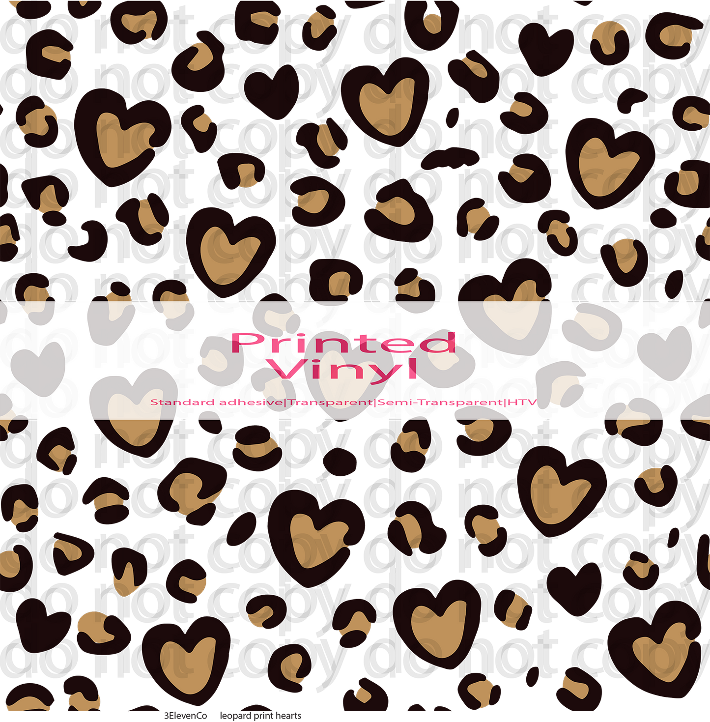 leopard print hearts semi-transparent or UV DTF sheet