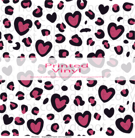 leopard print hearts semi-transparent vinyl sheet