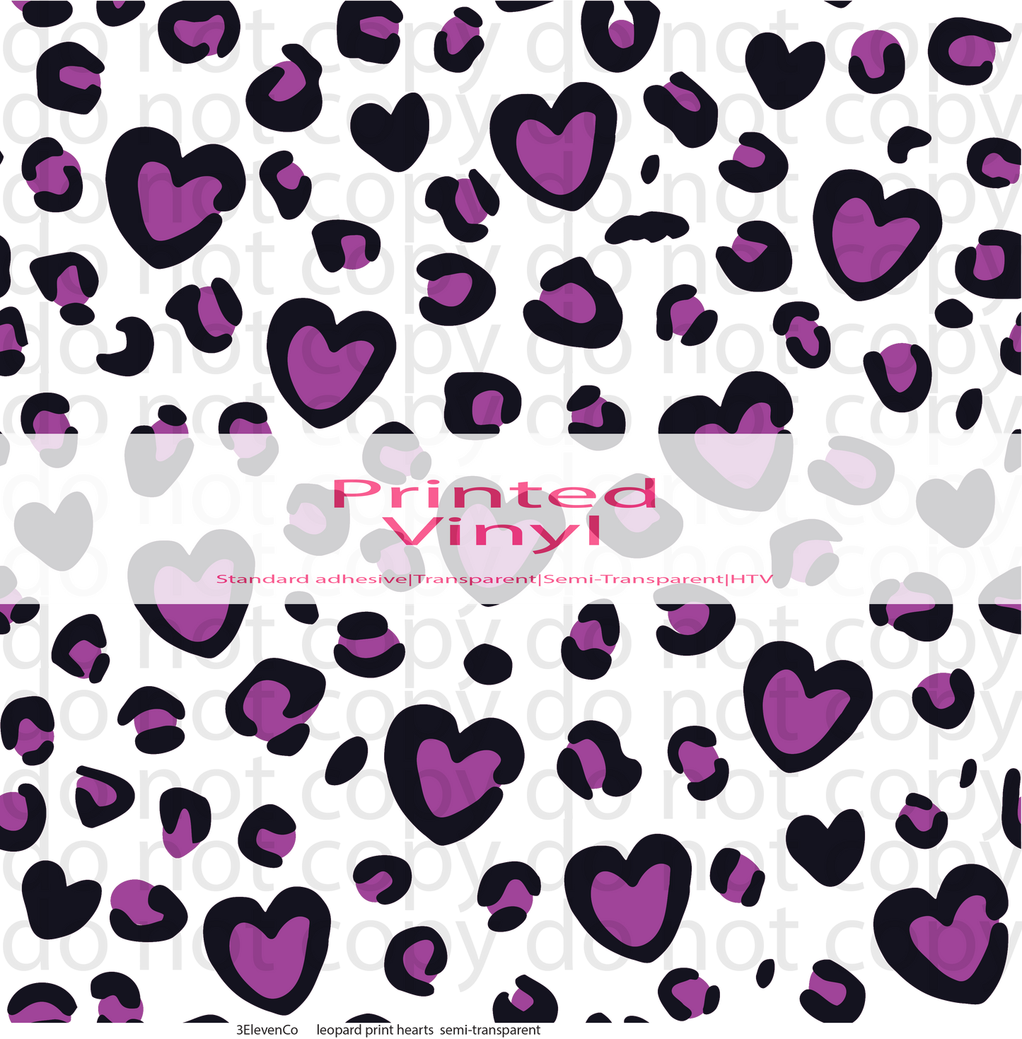 leopard print hearts semi-transparent or UV DTF sheet