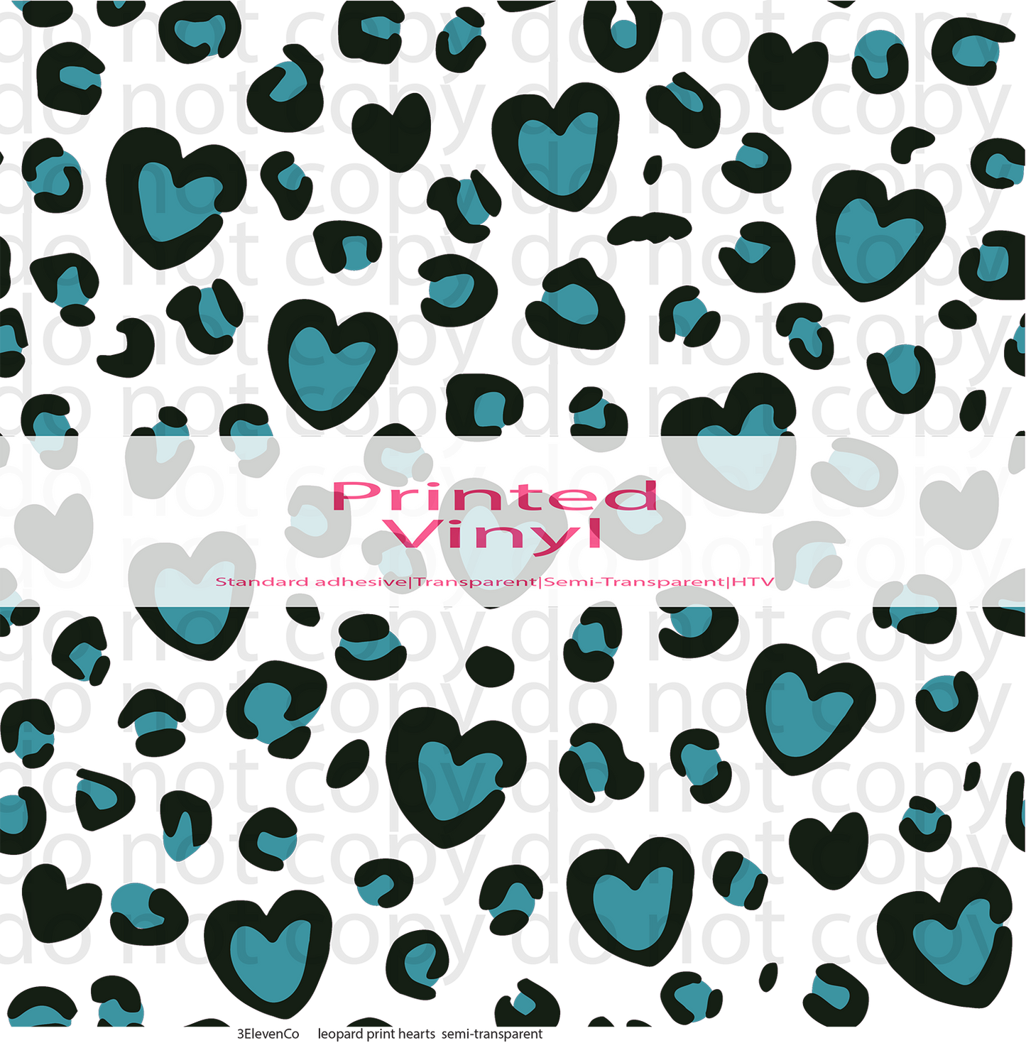 leopard print hearts semi-transparent vinyl sheet