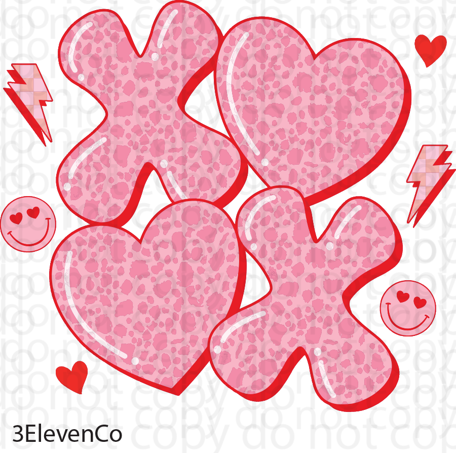 leopard print xo semi-transparent decal