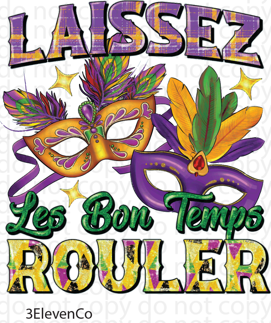 mardi gras let the good time roll vinyl sheet or decal