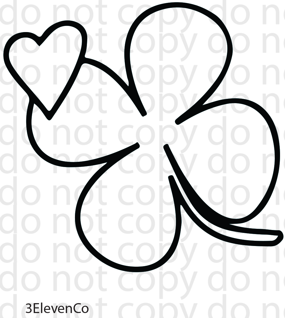 lucky heart semi-transparent decal