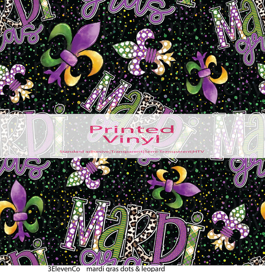 mardi gras dots & leopard vinyl sheet