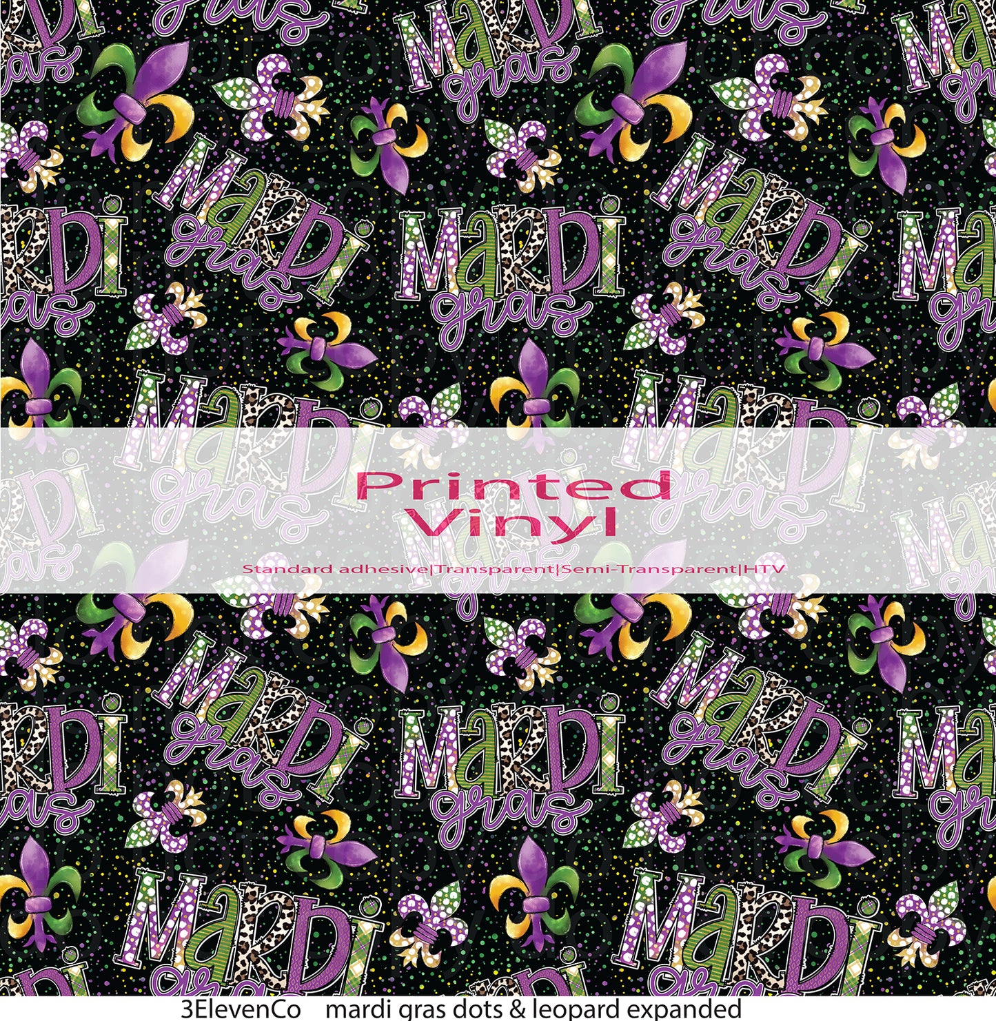 mardi gras dots & leopard vinyl sheet