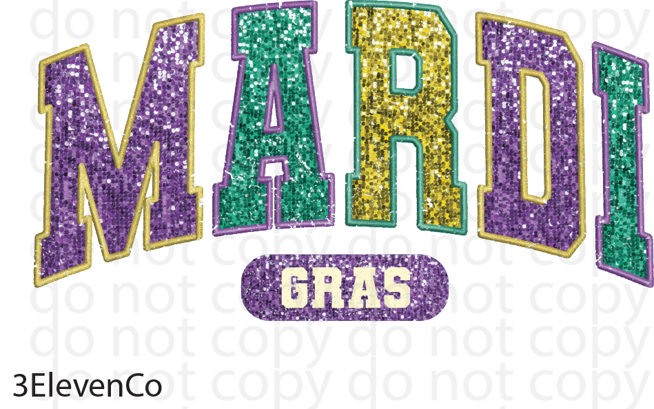 mardi gras faux sequin decal