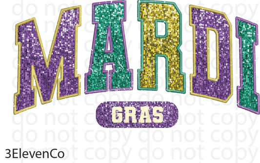 mardi gras faux sequin decal