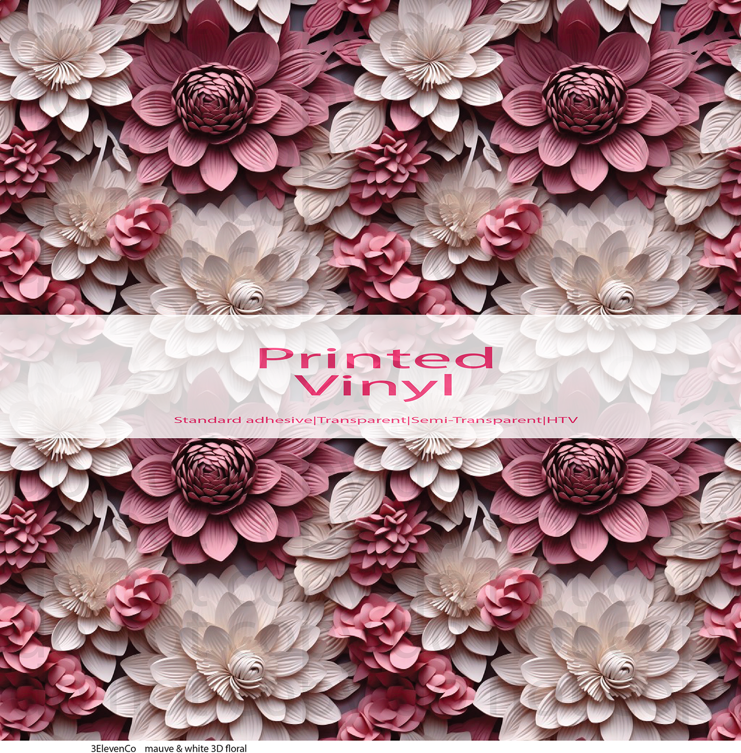 mauve & white 3D floral vinyl sheet