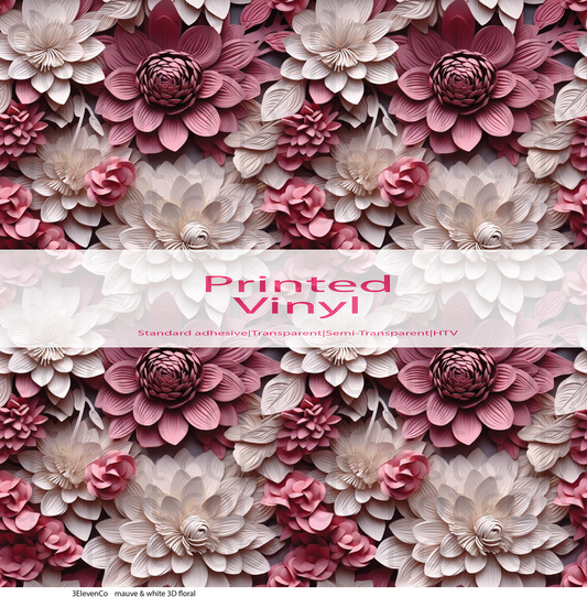 mauve & white 3D floral vinyl sheet