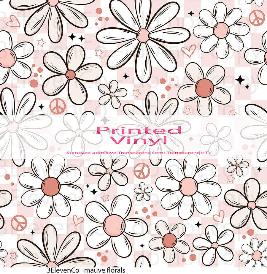 mauve florals vinyl sheet