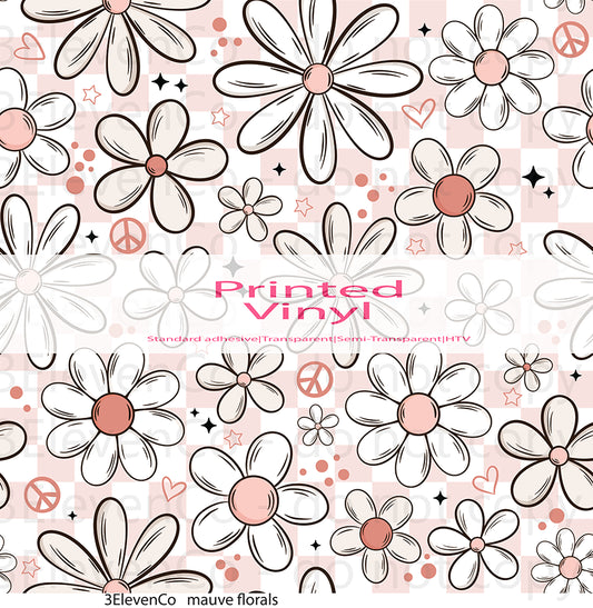 mauve florals vinyl sheet