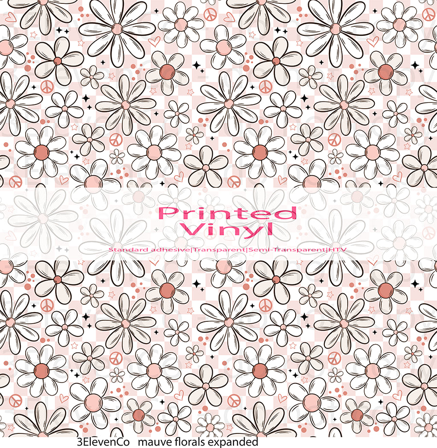 mauve florals vinyl sheet