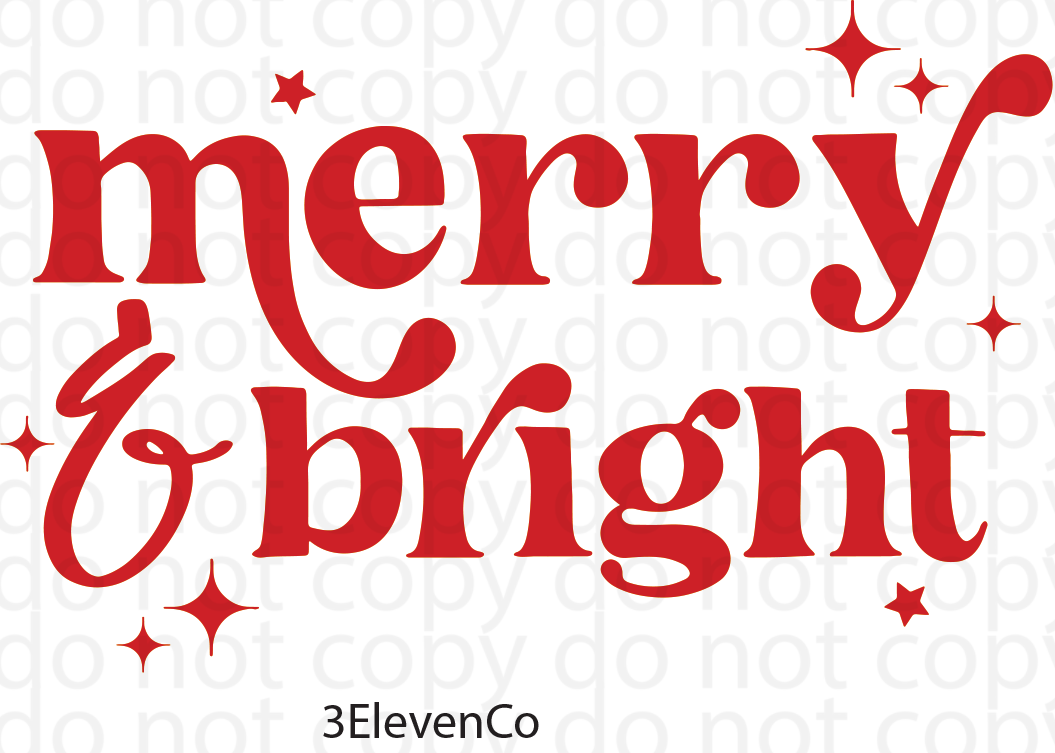 merry & bright (red) semi-transparent decal