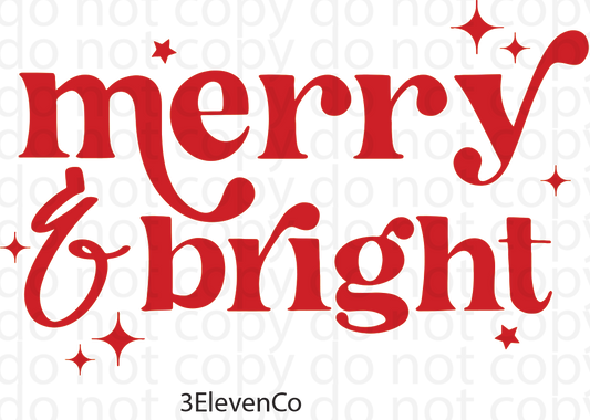 merry & bright (red) semi-transparent decal