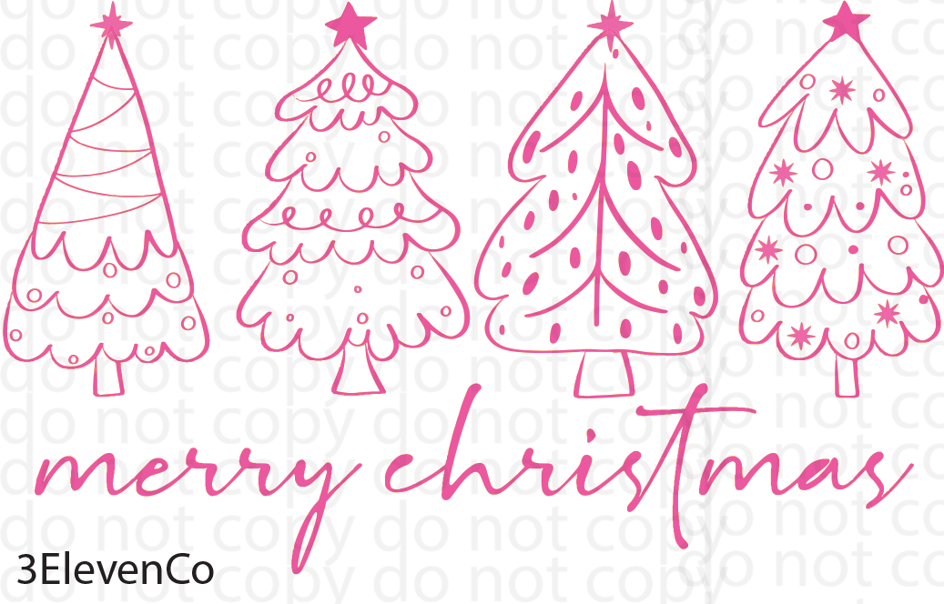 Merry Christmas skinny trees semi-transparent decal