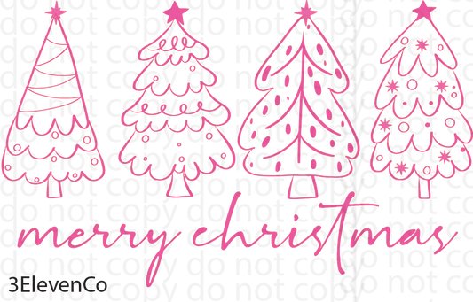 Merry Christmas skinny trees semi-transparent decal