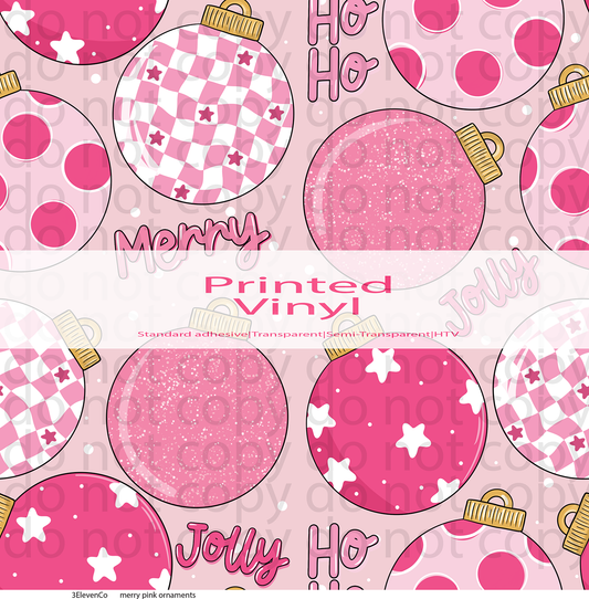 pink merry ornaments vinyl sheet