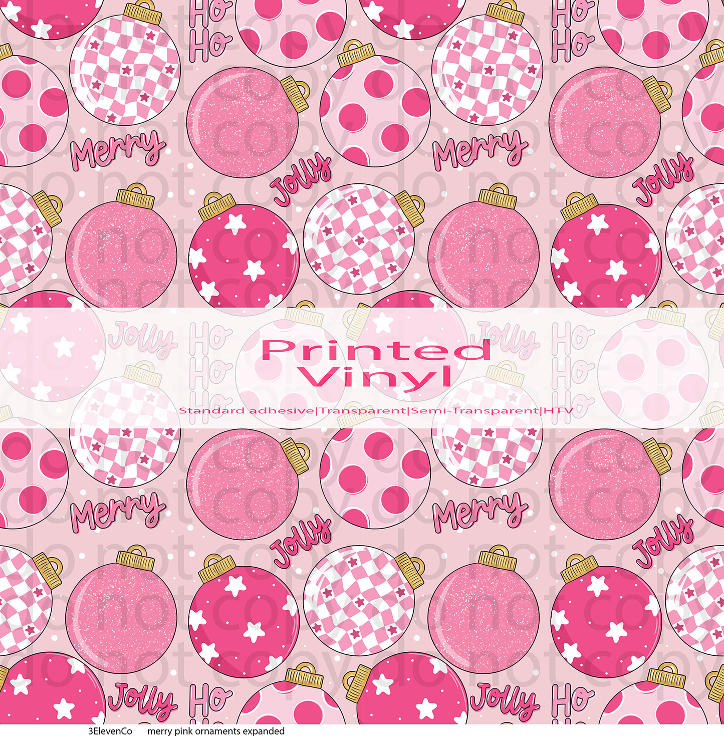 pink merry ornaments vinyl sheet