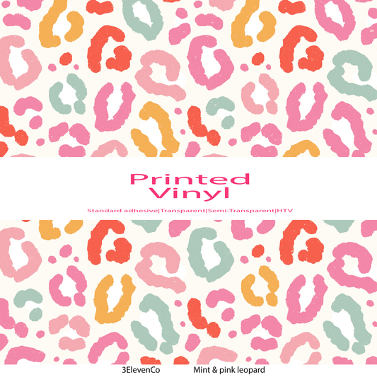 Mint & pink leopard vinyl sheet