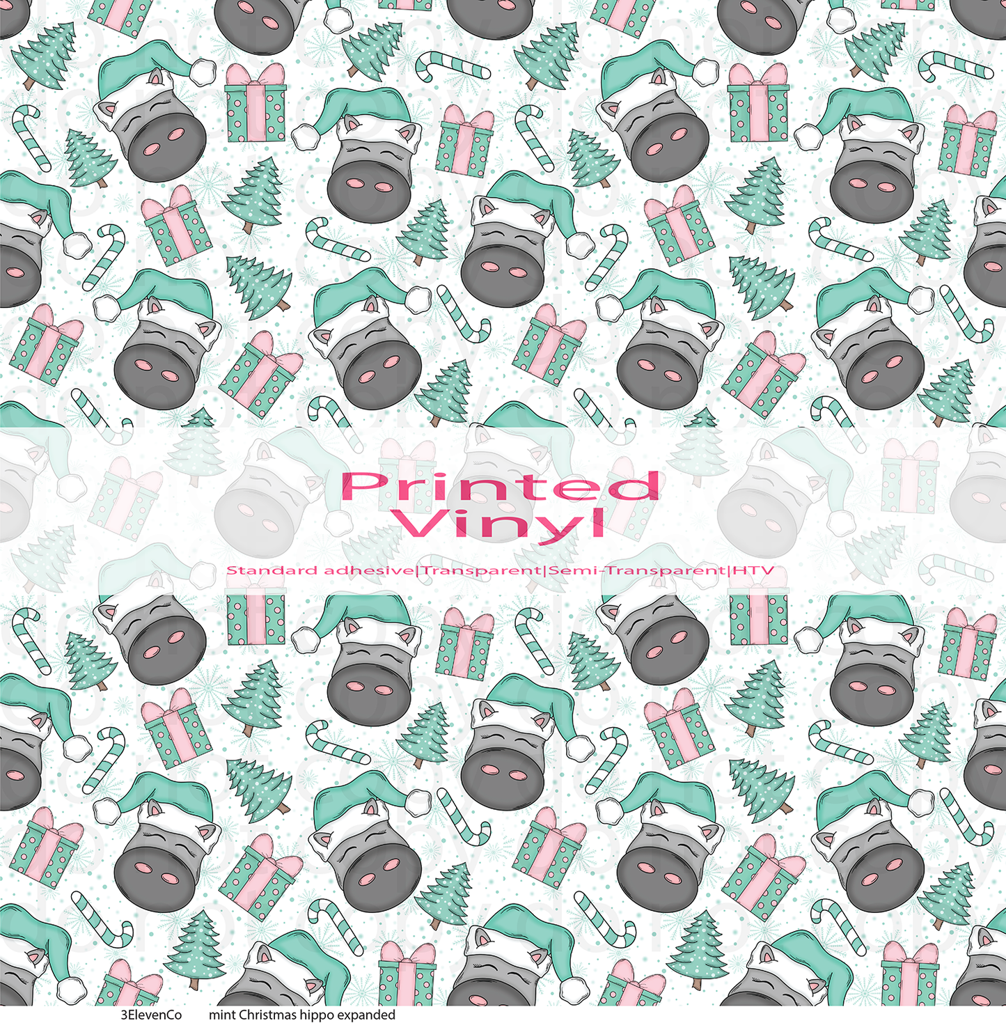 mint Christmas hippo vinyl sheet