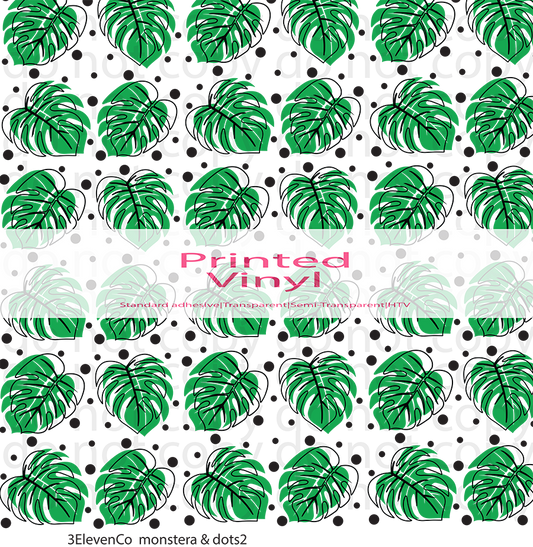 monstera and dots2 vinyl sheet