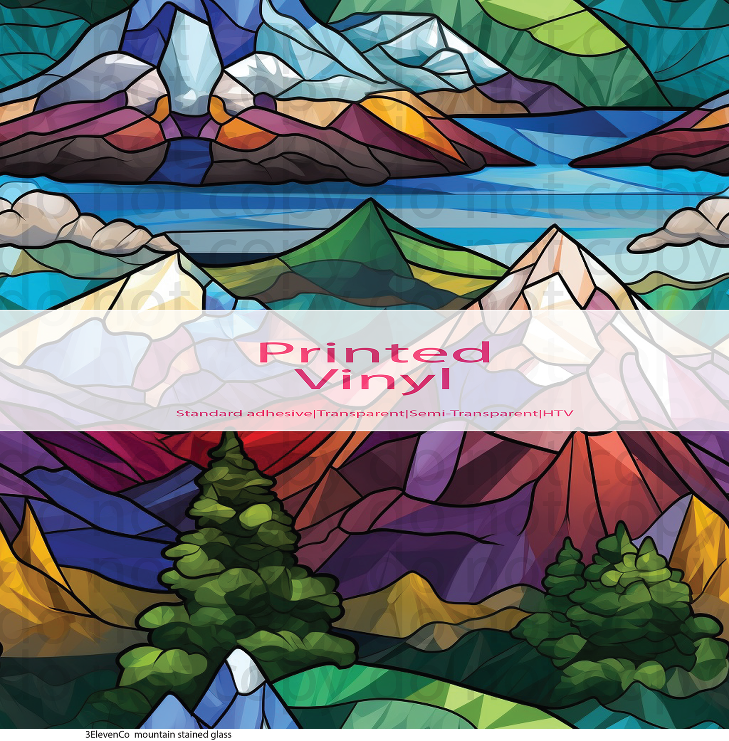 mountain stained glass vinyl sheet