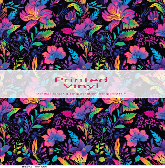 neon floral2 vinyl sheet