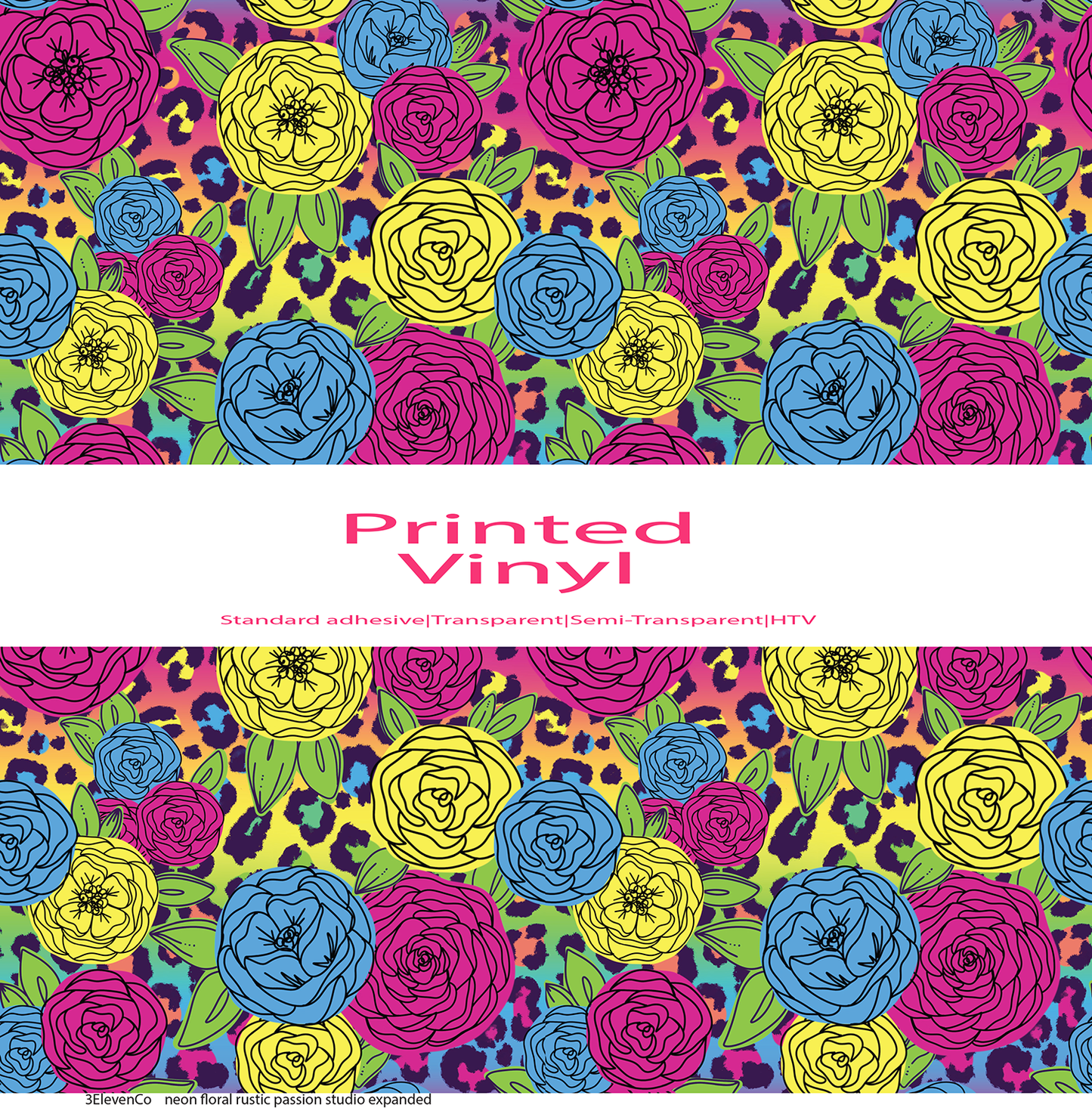 Neon floral leopard by Rustic Passion Studio vinyl sheet