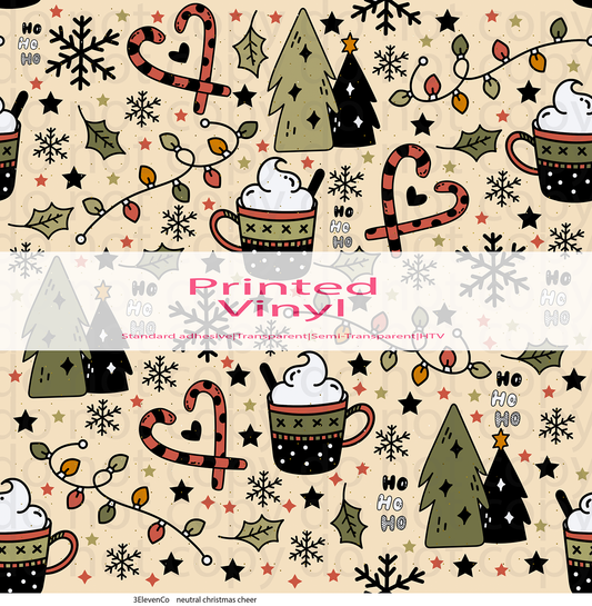 neutral Christmas cheer vinyl sheet