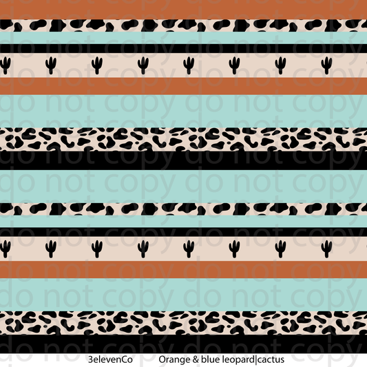 Orange & blue leopard|cactus vinyl sheet