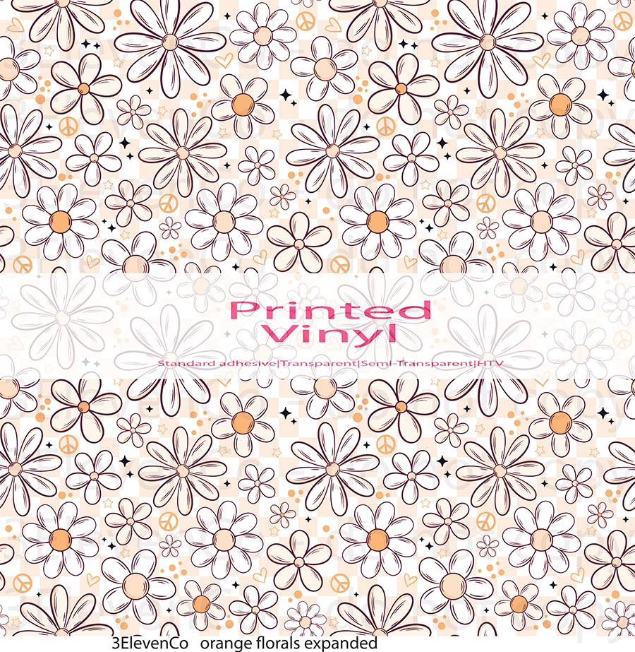 orange florals vinyl sheet