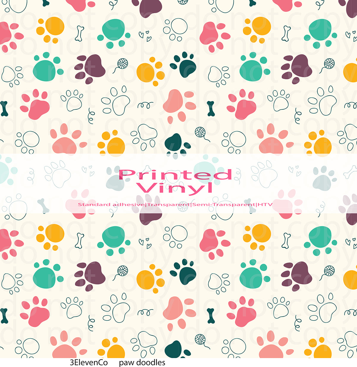 paw doodles vinyl sheet