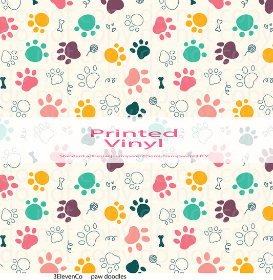 paw doodles vinyl sheet